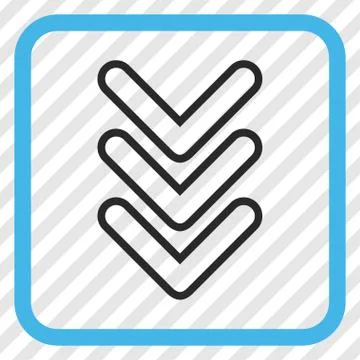 Triple Pointer Down Vector Icon In a Frame Stock Illustration