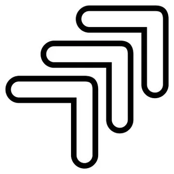 Triple Pointer Right Up Contour Vector Icon Stock Illustration
