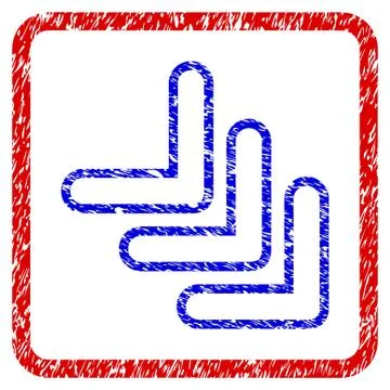 Triple Pointer Right Down Grunge Framed Icon Stock Illustration