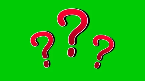 Triple Red question mark animation motion graphics cartoon on green screen Stock Footage 306360879