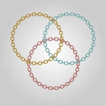 Triple ring chains with gold, silver and bronze Stock Illustration