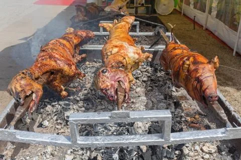 Triple Roasting BBQ Stock Photos
