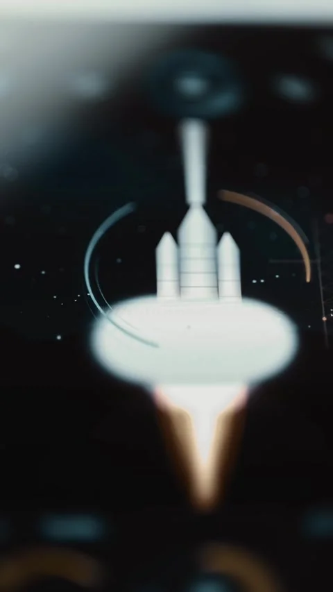 Triple rocket stack rises above overexposed exhaust cloud Stock Footage 344108102