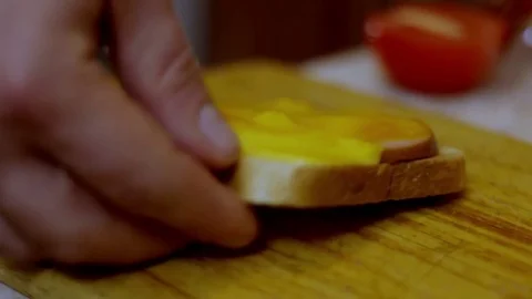 Triple Sandwich bread triple level at home Stock Footage 83137346