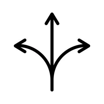 Triple separated arrows icon design in linear style. Illustrazione stock