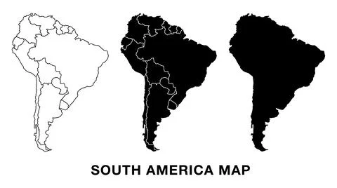 Triple set flat and outline South America Ilustración de archivo