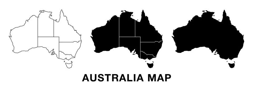Triple set map of Australia. Stock Illustration