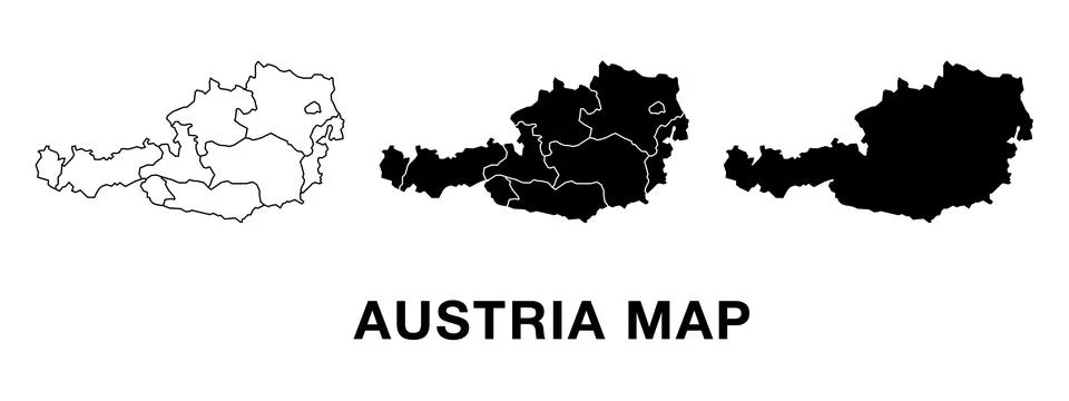 Triple set map of Austria. Stock Illustration