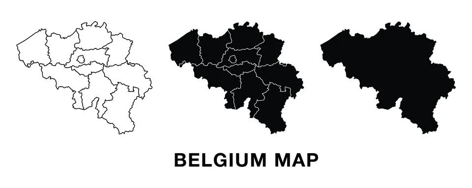 Triple set map of Belgium Stock Illustration