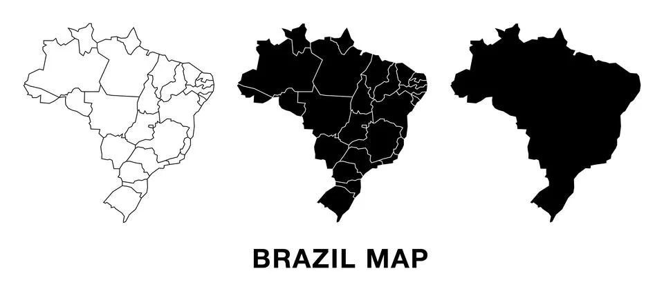 Triple set map of Brazil Stock Illustration