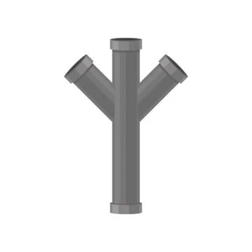 Triple sewer pipe on white background. Vector illustration. Stock Illustration