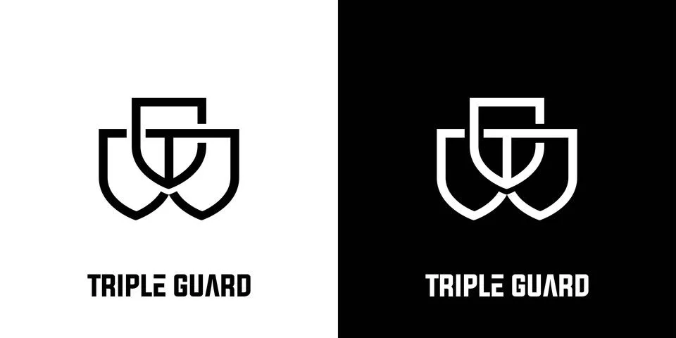 Triple shields logo design unique and modern Stock Illustration