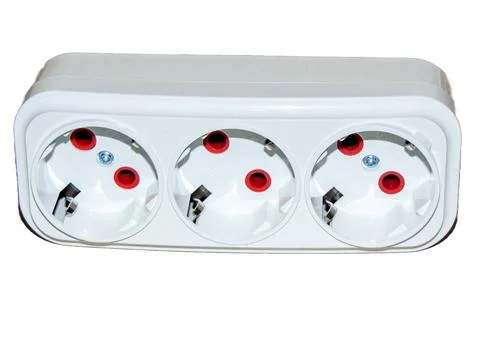 Triple socket isolated on white background Stock Photos