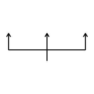 Triple split arrow in linear style. Illustrazione stock