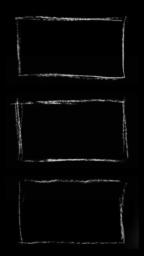 Triple split screen, three screen border frames in chalk drawing stopmotion Stock Footage 311839800