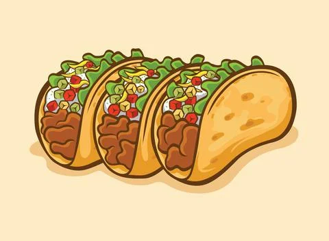 Triple Taco Vector Images Stock Illustration