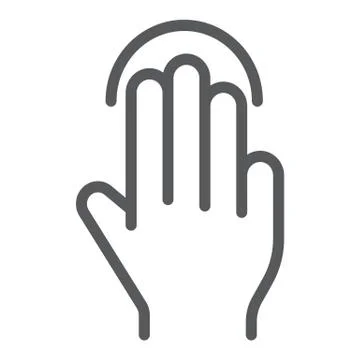 Triple tap line icon, gesture and hand, click sign, vector graphics, a linear Ilustración de archivo