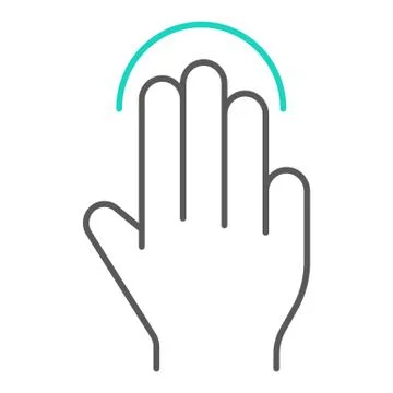 Triple tap thin line icon, gesture and hand, click sign, vector graphics, a Stock Illustration