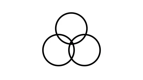 Triple Venn Diagram Three Circle Icon Stock Footage 340305870