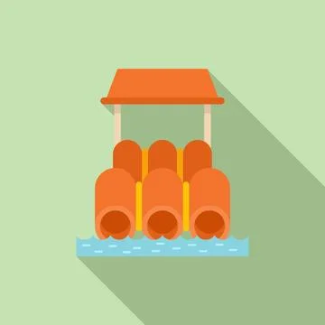 Triple water tubes icon flat vector. Pool slide Stock Illustration