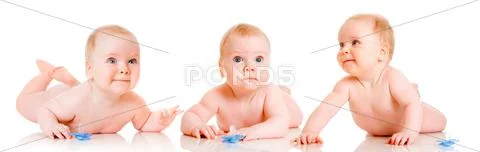 Triplet babies brothers Stock Photos