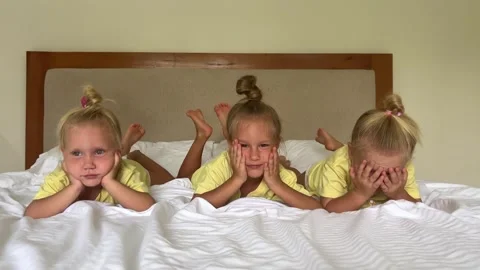 Triplets Little Girls, Three Sisters 3-4... | Stock Video | Pond5