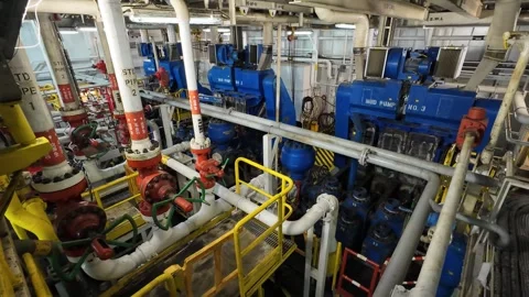 Triplex Mud Pump to Circulate Drilling Mud Stock Footage 278269312