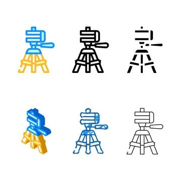 Tripod accessory color icon vector variations Illustrazione stock