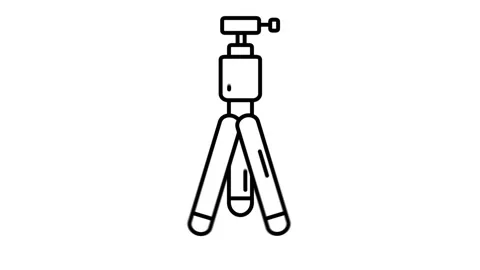 Tripod animated icon displaying stable camera mounting stand outline Vídeo Stock 341962350