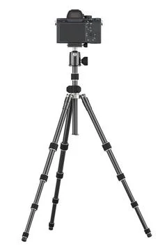 Tripod with digital camera. 3D rendering Tripod with digital camera. 3D re... Foto stock