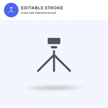 Tripod icon vector, filled flat sign, solid pictogram isolated on white, logo Illustrazione stock