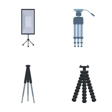 Tripod icons set cartoon vector. Various type of tripod Stock Illustration