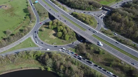Tripod, Junction 8 M65 motorway eastbound slip road. Altham, Lancashire 10-04-26 Stock Footage 332717447