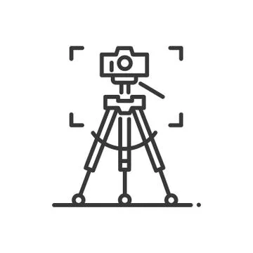 Tripod - line design single isolated icon Stock Illustration