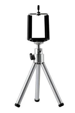 Tripod for mobile phone isolated on white background Stock Photos