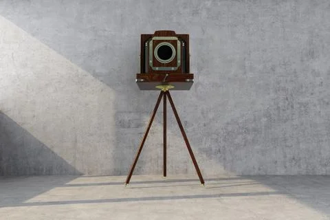 Tripod retro camera Stock Illustration