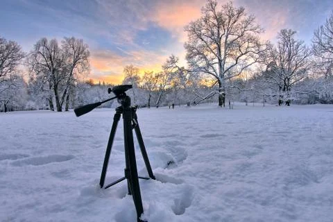 Tripod in the snow Stock Photos