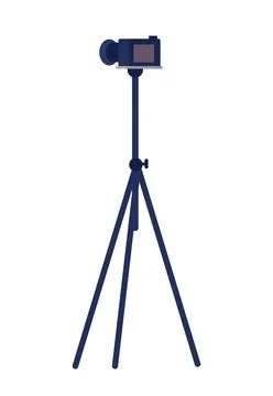 Tripod with video camera semi flat color vector object Stock Illustration