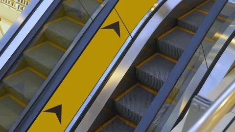 Tripod: yellow escalator Stock Footage 96710099