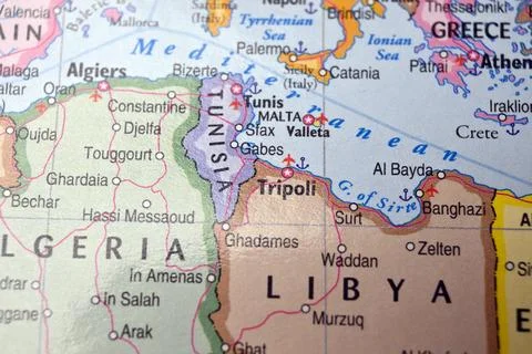 Tripoli Libya Highlighted on World Map with Soft Blurred Background Geograp.. 写真素材