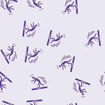 Tripped fall man accident glyph seamless pattern Stock Illustration