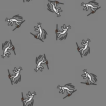 Tripped fall man accident vector seamless pattern Stock Illustration