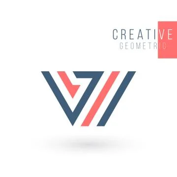 Tripple Letter V or delta geometric triangle logo design. Business identity t Stock Illustration