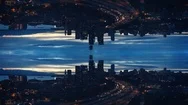 Trippy Aerial Hyperlapse Of Cityscape Skyline Abstract Mirror Effect Stock Footage