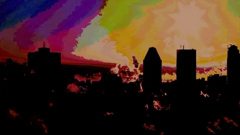 Trippy Cityscape Stock Footage 98844322