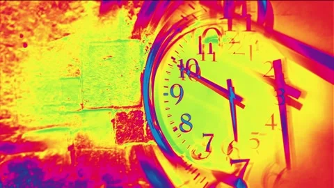 Trippy Clock Face with Distorted Effects, Psychedelic Time Perception Stock Footage 306354358
