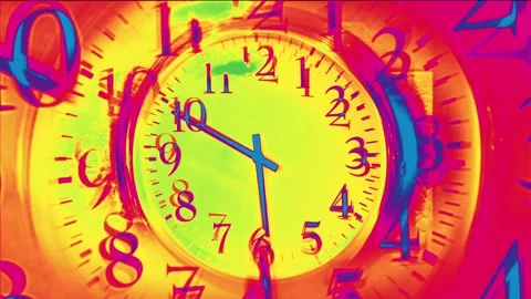 Trippy Clock Face with Distorted Effects, Psychedelic Time Perception Stock Footage 306355272