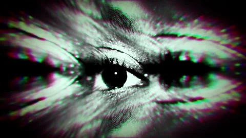 Trippy Distorted Eyes Close-Up, Hypnotic Visuals Grunge Effect Stock Footage 304213774