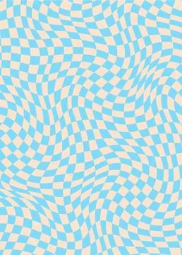 Trippy hypnotic blue checkered wave groovy pattern イラスト素材