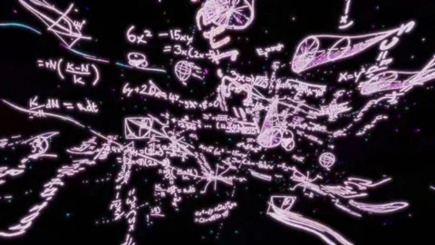 Trippy math formula overlay, handwritten calculation background psychedelic Stock Footage 335455846